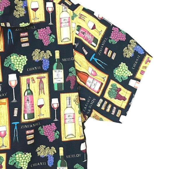 The Cat’s Pajamas Wine Print Top Size Medium Womens Casual Comfort Cotton Button - Picture 4 of 12